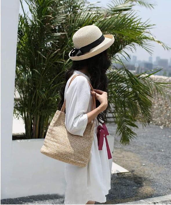 Aphoraeny Straw Beach Bag Buckets Totes Handbag Shoulder Tote Bag Straw Purse Summer Purse Women Summer Handbag