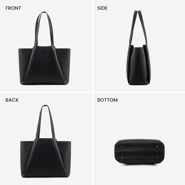 LOVEVOOK Laptop Tote for Women - 15.6 Inch Leather Laptop Bag with Clutch, Large Capacity Office Purse Computer Briefcase for Casual Business Travel, Black