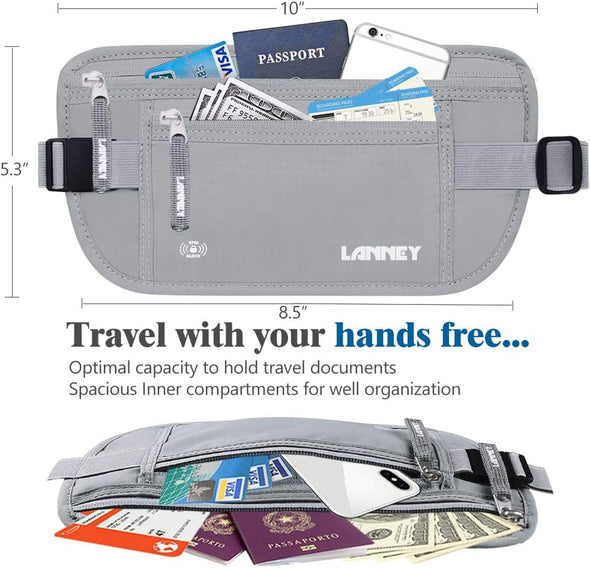 Money Belt for Travel Women and Men Slim Hidden Travel Wallet with RFID Blocking