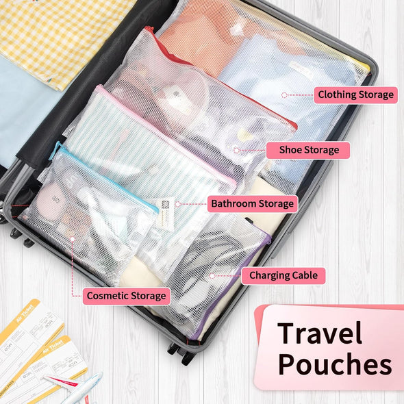 Umriox Zipper Pouch, 16.9X12.4 in (12 Colors, 12 Packs), Extra Large Zipper Bags, Waterproof Zipper Pouches for Office Supplies, Puzzles, Board Game Storage & Cross Stitch Projects