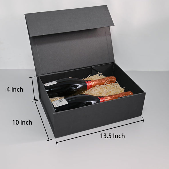 LIFELUM Gift Box 13.5''X10''X4'' Large Black Gifts Boxes with Magnetic Lids Luxury Gift Box for Groomsman Proposal Gifts Contains Card, Ribbon, Filler Birthday Gift Packing