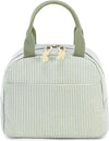 Bluboon Lunch Bag for Women Men Cute Corduroy Lunch Tote Bags Reusable Insulated Lunch Box Large Capacity Reusable Insulated Cooler for Work Picnic or Travel (Stripes Green)