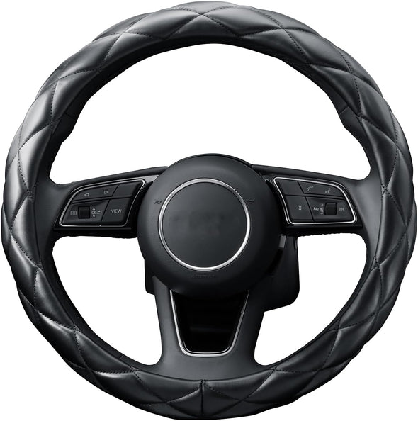 Soft Microfiber Leather Steering Wheel Cover, Universal 15 Inch for Women Girls, Fit Vehicles, Sedans, Suvs, Vans, Trucks - Black