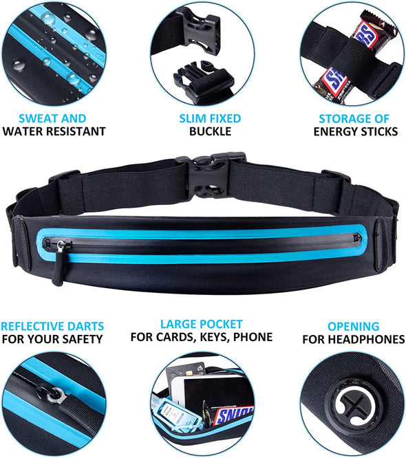 Running Belt Fanny Pack, Running Waist Pack for Women & Men USA Patented Hands-Free Reflective Runner Pouch Belt Fitness Workout Bag No-Bounce Adjustable Sport Travel Fanny Pack Cell
