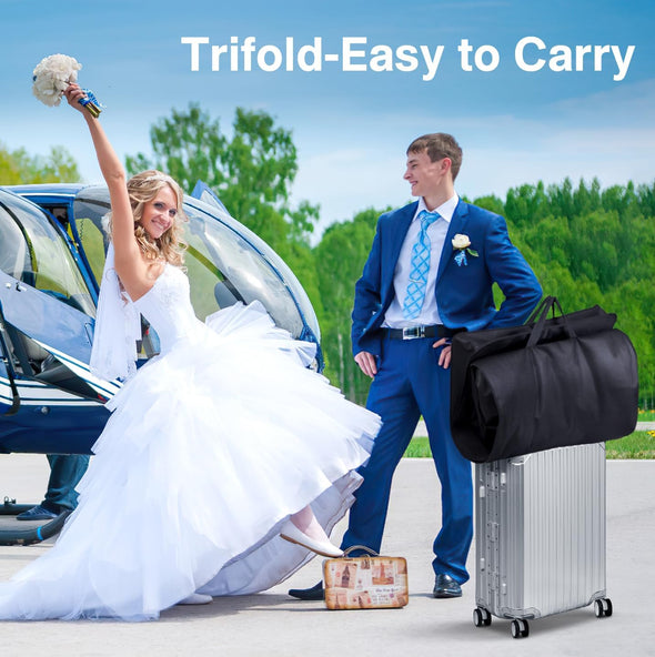 SLEEPING LAMB 72'' Bridal Wedding Gown Dress Garment Bag 15'' Gusseted Garment Cover Shoe Pockets Travel Garment Storage Bag for Prom, Evening Gowns, Black