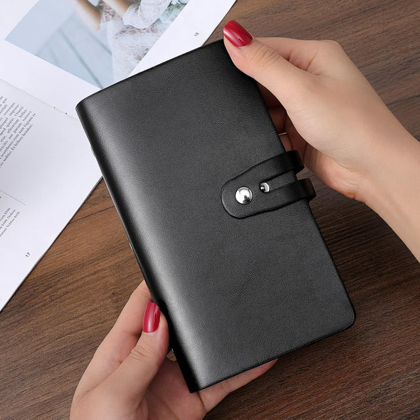 RFID Credit Card Holder, Leather Business Card Organizer with 96 Card Slots, Credit Card Protector for Managing Your Different Cards and Important Documents to Prevent Loss or Damage (Black)