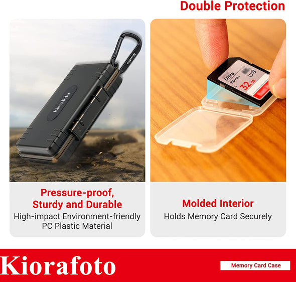 Kiorafoto SD Card Case with 36 Pack Individual Clear Plastic Memory Card Holders for 36 SD SDXC SDHC Cards,Water-Resistant Anti-Shock Anti-Dust SD Card Carrying Organizer Storage Protector with Labels