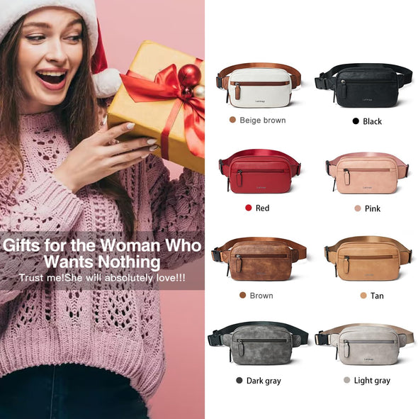2L Fanny Packs Everywhere Belt Bag Small Fashion Crossbody Waist Pack Faux Leather Waterproof Sling Chest Bag for Women Trendy Beige