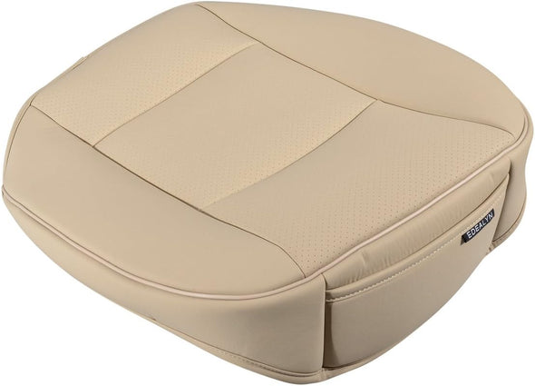 Luxury PU Leather Car Seat Cover Protector Front Car Seat Cover Seat Bottom Cover Single Seat Cover-Compatible with 90% Vehicles (Width 20.8× Deep21 × Thick 0.2 Inch) (Beige)