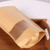 100 Pcs Resealable Bags,3.5" X 5.5" Stand up Kraft Paper Bags with Matte Window, Zip Lock Food Storage Bags for Packaging Products, Reusable, Sealable
