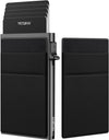 YESIIW Ultra-Slim Wallet for Men - Pop up Card Holder Mens Wallet with RFID Protection Minimalist Metal Wallets Billeteras De Hombres Gifts for Men Dad Husband Boyfriend Black