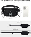 WATERFLY Lightweight Small Fanny Pack: 1.5L Mini Slim Crossbody Waist Belt Hip Bag with RFID Blocking, Anti-Theft & Water Resistant Pouch for Women Men Travel Hiking Running Walking EDC - Black