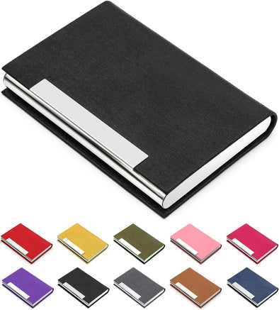 Padike Business Card Holder/ Case Professional PU Leather & Stainless Steel Multi Wallet Credit Card ID Case/Holder for Men & Women. (Black)