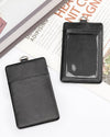 Teskyer Badge Holder, Leather ID Card Holder with Lanyard for ID Badges, Vertical Style, Black