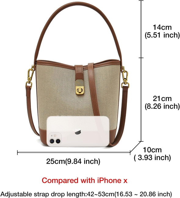 FOXLOVER Small Bucket Bag for Women Fashion Simplicity Crossbody Handbag Designer Shoulder Purse