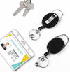 20 Pack Retractable Badge Holder with Carabiner Reel Clip, Badge Reel Bulk ID Card Key Holder with Ring, Heavy Duty Black Key Chain Extender for Office Work Employee