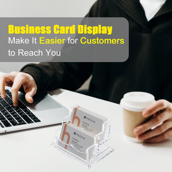 Business Card Holder for Desk 2 Tier 2 Slots, Clear Acrylic Business Card Display Stand for Women and Men, Organize 100 Cards-1 Pack (2 Slots-H)