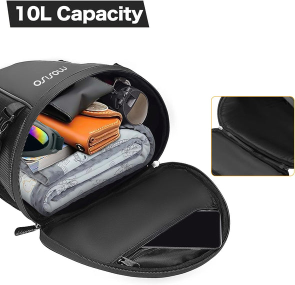 MOSISO Motorcycle Tail Bag Multifunctional Waterproof Polyester Storage Saddle Bag, 10L Outdoor Sports Motorbike Rear Seat Light Tank Handbag Tool Carry Pouch with Shoulder Strap, Black