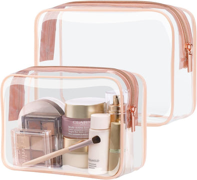 PACKISM Clear Makeup Bag - 2 Packs TSA Approved Toiletry Bag for Women Quart Size Travel Bag TSA Approved, Clear Toiletry Bags for Traveling
