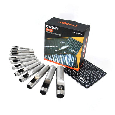 12Piece Leather Hole Punch Set with a Free Cutting Mat,Leather Tool,Leather Hollow Punch Set, round Hole Punch Set,Cut Leather Rubber Paper Soft Material