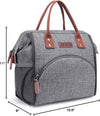 LOKASS Insulated Lunch Bag for Women & Men - Reusable 10 L Lunch Box for Women - Leakproof Tote Cooler Bag for Adults Work, Beach, Travel, Picnic (Grey)