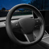 LKWLIKEI Nappa Leather Ultra-Thin Steering Wheel Cover, for Tesla Model 3/Y Steering Wheel Cover, Non-Slip Design and Interior Modification of Car Accessories (Black)