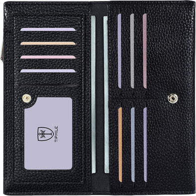 Ultra Slim Wallet for Women Bifold Leather RFID Blocking Credit Card Holder Ladies Womens Wallet with Zip Pocket