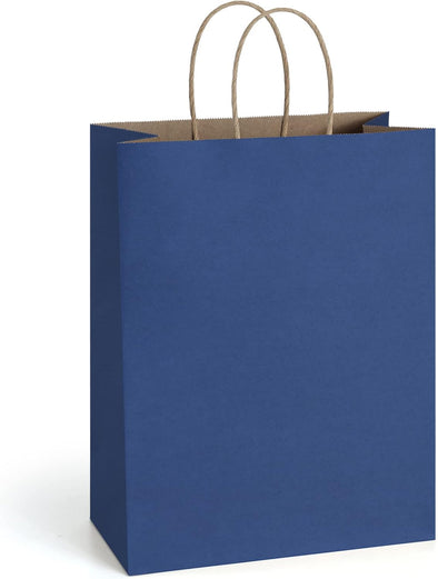 Bagdream Gift Bags 10X5X13 25Pcs Kraft Paper Shopping Bags with Handles, for Gifts, Business, Merchandise, Retail, Birthday Party Favor, Navy Blue Recycled Paper Sacks