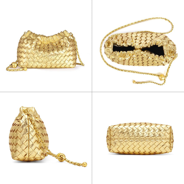 Joryin Woven Women'S Crossbody Bag & Evening Purse, Trendy Dumpling Clutch & Hobo Cloud Shoulder Bag Trendy Dumpling Clutch