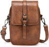 Myfriday Vintage Crossbody Phone Bag for Women, Small PU Leather Shoulder Purse and Handbag with Tassel&Rivet Decoration