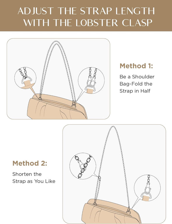 SWEETV Dressy Vegan Leather Clutch Purse for Women Formal, Soft Pleated PU Evening Clutch for Weddings, Proms, Cocktail-Gemma