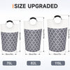 Large Laundry Basket Laundry Hamper Bag Washing Bin Clothes Bag Collapsible Tall with Handles Waterproof Travel Bathroom College Essentials Storage for College Dorm, Family (Grey) 82L