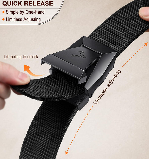 BULLIANT Men Belt 2 Pack,Nylon Web Holster Belt Stretch for Gift Men Outdoor Work Sports Hunting Hiking,Quick Release