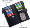 Bveyzi Women Soft Leather RFID Blocking Bifold Slim Wallets Ladies Credit Card Holder Double Zipper Pocket