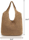 Hand-Woven Soft Large Straw Shoulder Bag Boho Straw Handle Tote Retro Summer Beach Bag Rattan Handbag
