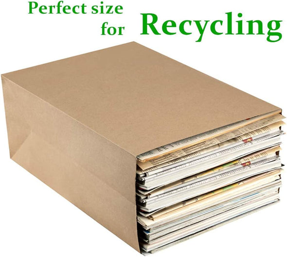 Bagdream Grocery Bags 12X7X17 Inches 100Pcs Heavy Duty Kraft Brown Paper Grocery Bags, Durable Recyclable Paper Barrel Sacks, for Gifts, Retail, Storage, Wrapping, Food Delivery