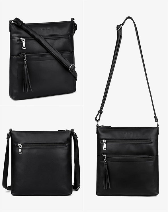 MASINTOR Crossbody Purses for Women, Multi Pocket Casual Crossbody Bag, Adjustable Strap Shoulder Bag with Tassel