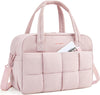 BAGSMART Gym Bag for Women, 29L Puffer Travel Duffle Bag for Travel with Laptop Compartment, Weekender Bags for Women, Carry on Duffel Bag Personal Item Bag, Baby Pink