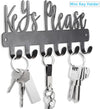 Mini Keys Please Holder on Wall,Small Key Holder Wall Mounted,Black Metal Decorative Key Rack Hooks for Garage,Mudroom,Hallway,Entryway,Front Door,Office(Mini Size:7.28 X 2.95 Inch)