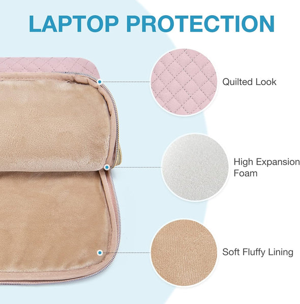 BAGSMART Protective Sleeve Case Compatible with Macbook Pro 16 Inch,15.6 Inch, Hp,Dell,Acer Aspire,Asus Notebook,Laptop with Shoulder Strap,Pocket,Handle,Pink