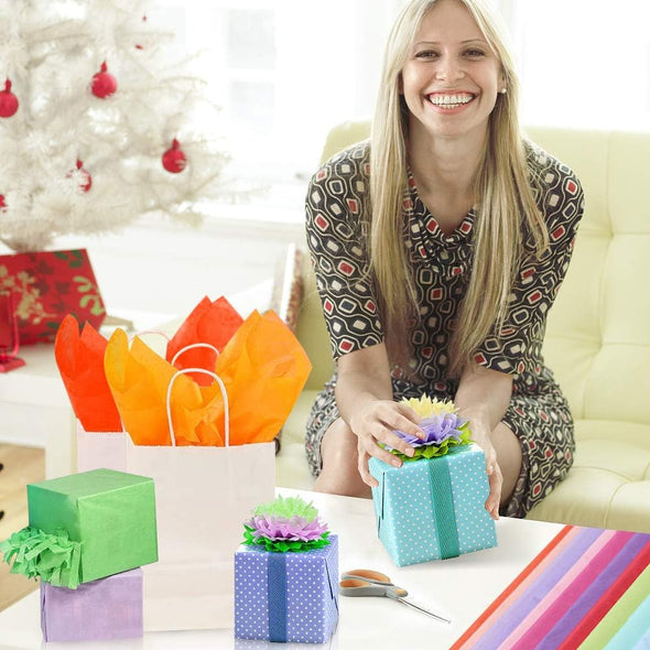 3 Otters 150 Sheets Tissue Paper, 14X20 Inch Tissue Paper for Gift Bags Multicolor Gift Wrap Supplies Bulk for Crafts Party Decorations Art Projects