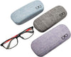 HSYMQ 3Pack Hard Shell Eyeglasses Case Protector Linen Fabrics Large Glasses Case Concise