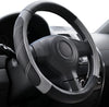 Elantrip Sport Leather Steering Wheel Cover 14 1/2 Inch to 15 Inch Universal, Padded Soft Grip Breathable for Car Truck SUV Jeep, anti Slip Odorless Black and Gray