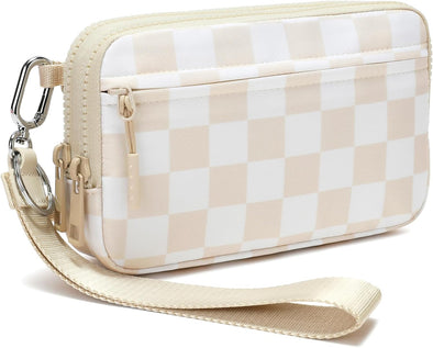 FODOKO Wristlet Wallets for Women Nylon Quilted Wallet with 4 Zippers,Travel Credit Card,Holder Cell Phone Organizer