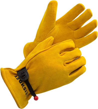Kids Work Gloves Age 2-14, Extra Soft Deerskin Suede, Durable, Flexible Toddler Youth Genuine Leather Gloves for Kids Yard Work, Working, Gardening (Small, Yellow, 2-4 Years Old)