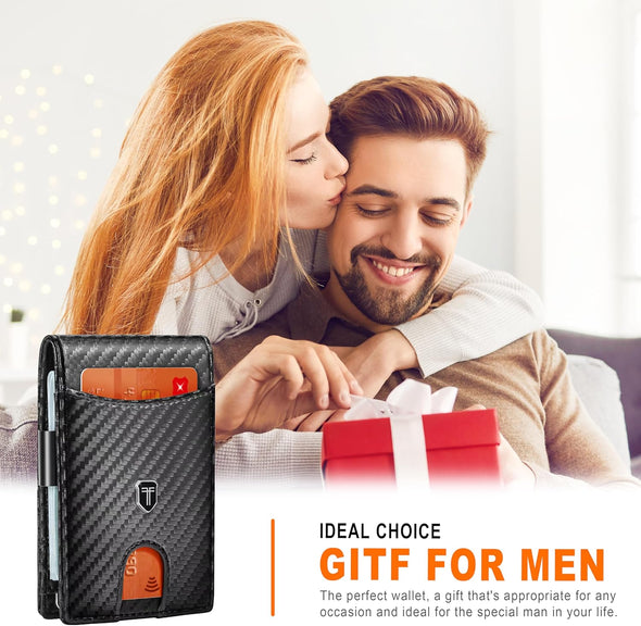 Gostwo Slim Wallet for Men Minimalist Front Pocket Bifold Wallet ID Window Card Case with Money Clip Thin Credit Card Holder