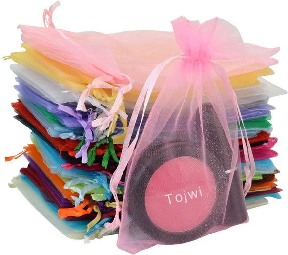 50Pcs Organza Bags-Mix Color 3.54''X4.33''(9X11Cm) Satin Drawstring Organza Pouch Wedding Party Favor Gift Bag Jewelry Watch Bags
