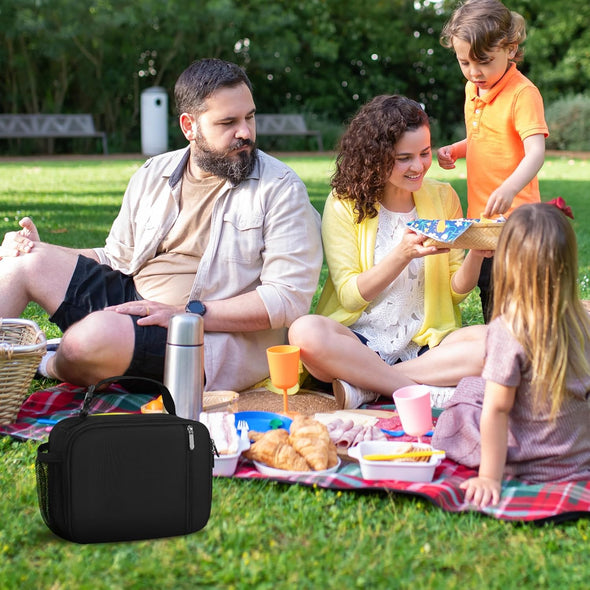 Esouler Lunch Box Kids Insulated Lunch Bag for Boys & Girls Durable Children Lunchbox for School with Water Bottle Holder-Black