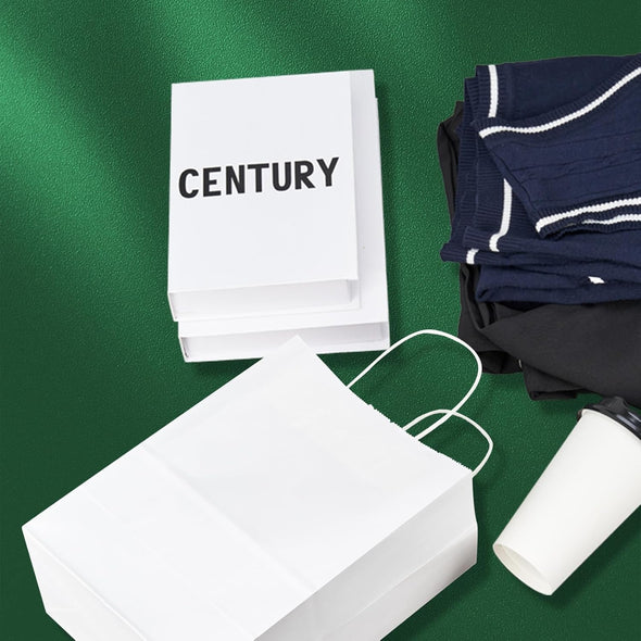 YEEHAW White Paper Bags with Handles Bulk 8"X4.5"X10.8" 100Pcs Gift Bags Medium Size, White Gift Bag with Handles Bulk for Retail, Party, Shopping, Merchandise