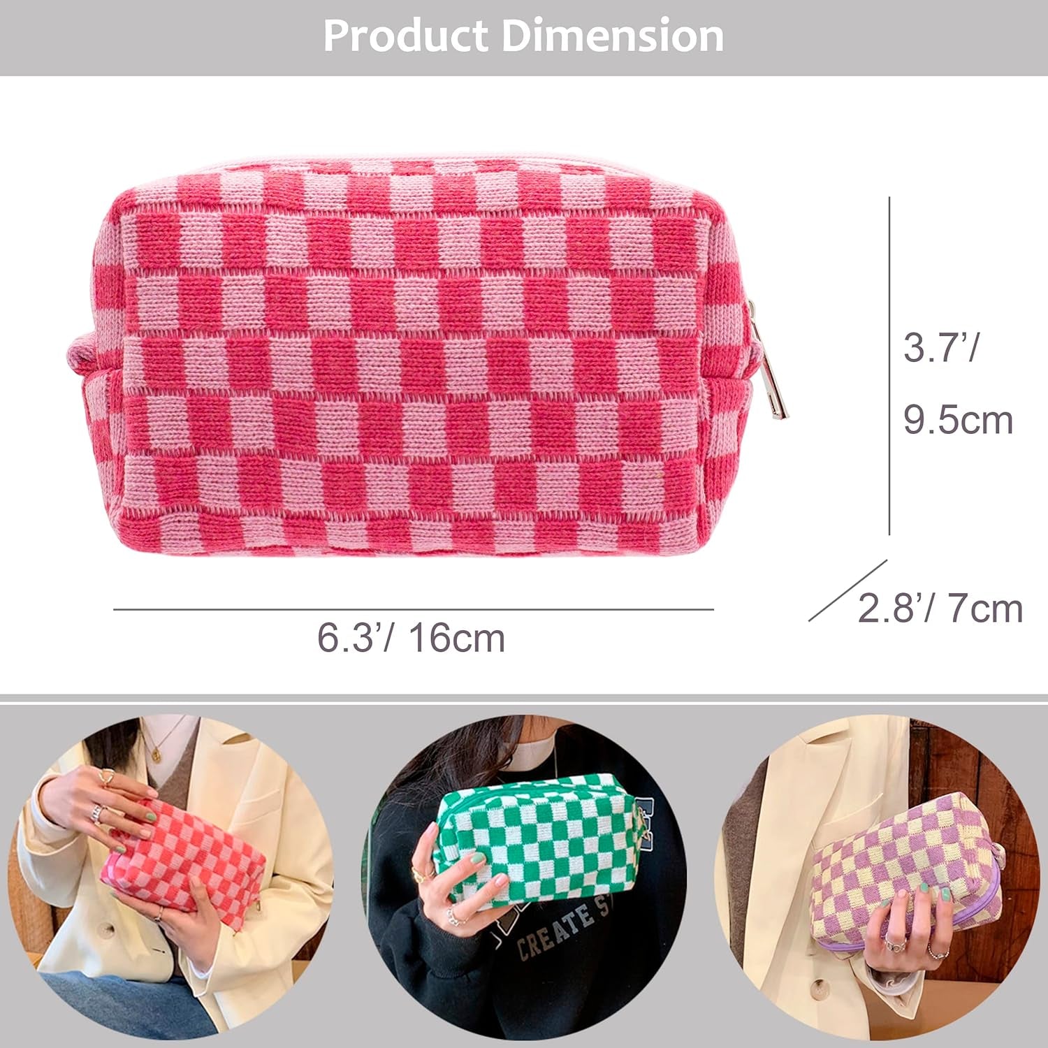 checkered travel makeup bag PAZIMIIK Checkered Makeup Bags – Kinzd